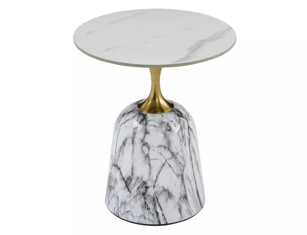 Stolik kawowy FAMA 50x50 biały marmur/złoty ceramiczny I sklep meblowy MIRAT. styl GLAMOUR
