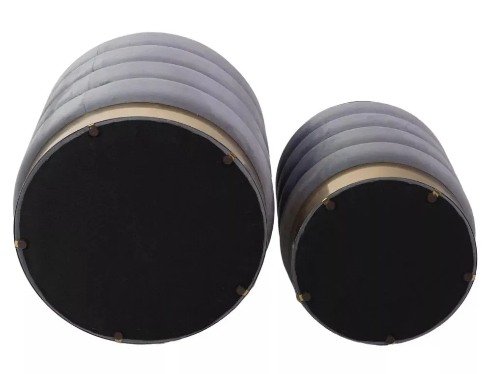 Szary zestaw puf ze schowkiem Britta Velvet 2 sztuki glamour | MIRAT styl GLAMOUR