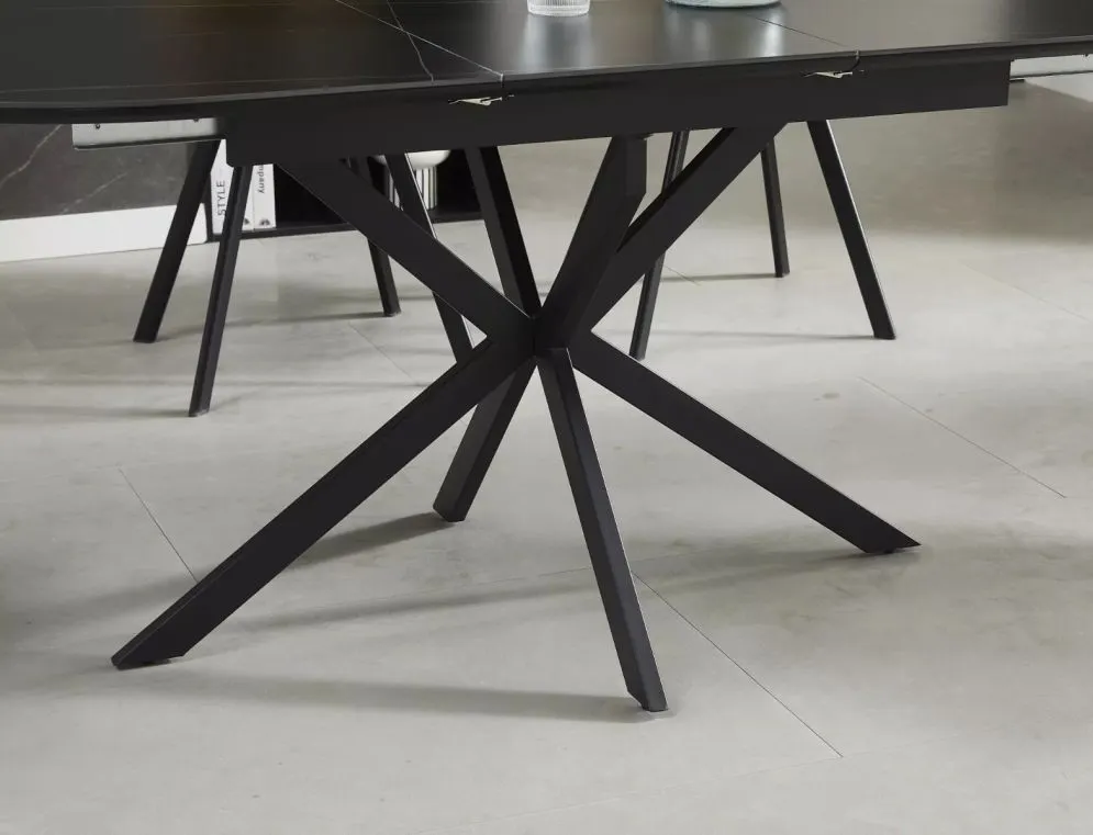 Owalny stół ceramiczny Gaston 140(180)x80 cm czarny marmur | MIRAT styl LOFT