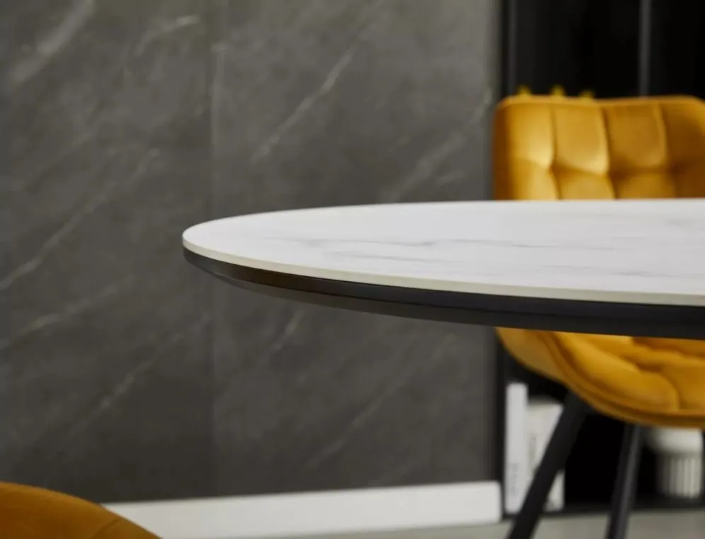 Owalny stół ceramiczny Gaston 140(180)x80 cm biały marmur | MIRAT styl LOFT