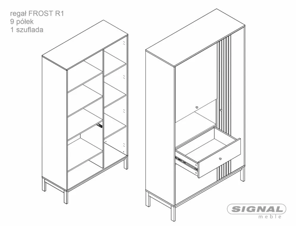 Regał FROST off white/dąb alpejski I sklep meblowy MIRAT. styl SKANDYNAWSKI kolekcja FROST