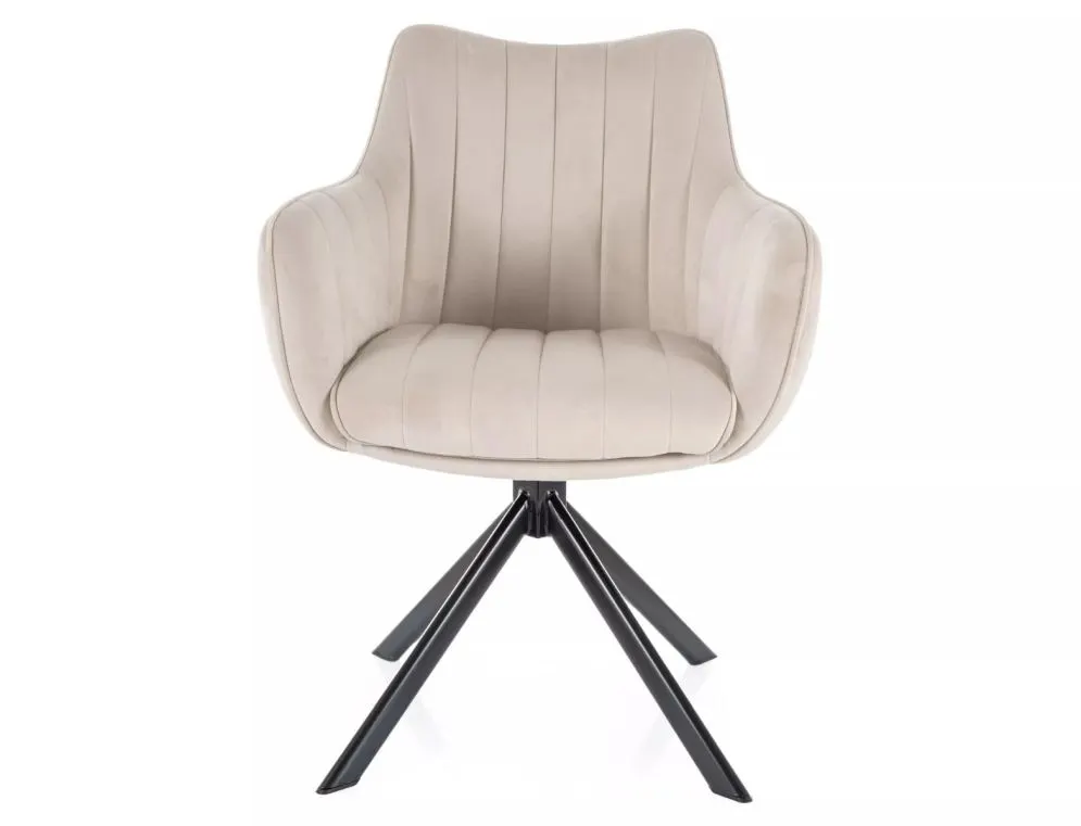 Krzesło tapicerowane AZALIA VELVET jasnobeżowe obrotowe  I sklep meblowy MIRAT. styl GLAMOUR, LOFT