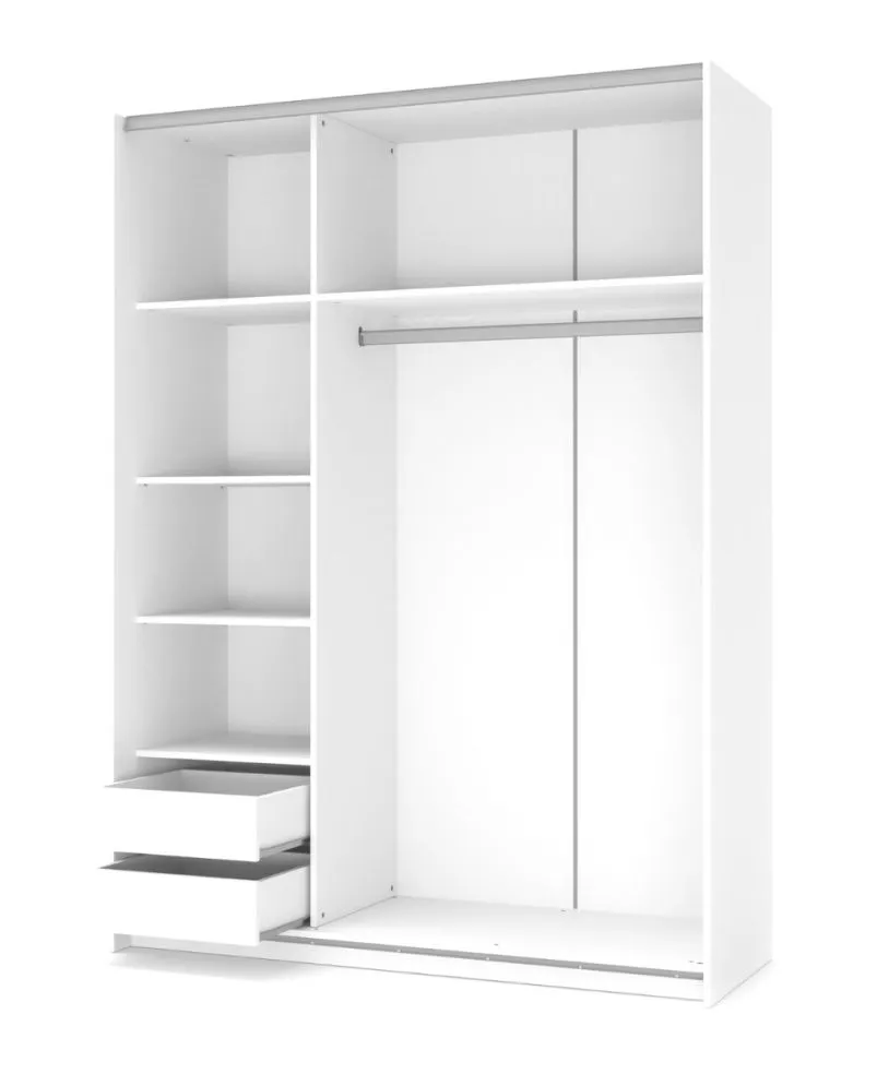 Szafa przesuwna LIMA S1 153cm biały połysk z szufladami I sklep meblowy MIRAT. styl SKANDYNAWSKI kolekcja LIMA