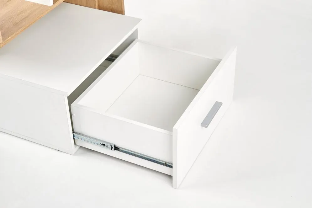 Biurko GROSSO dąb złoty/białe z regałem I sklep meblowy MIRAT.