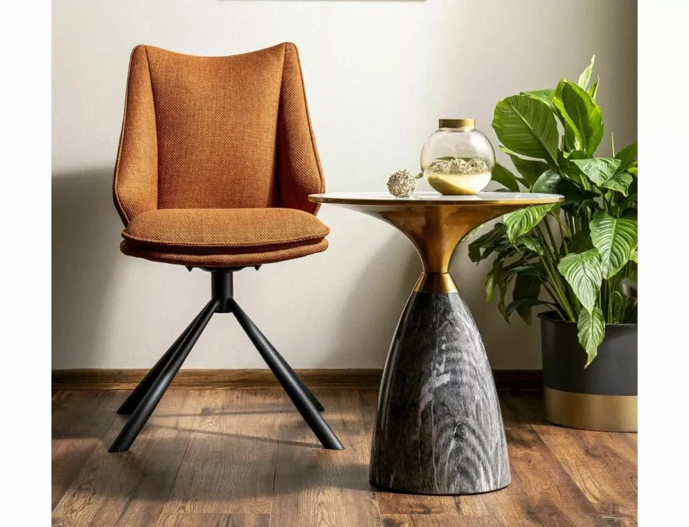 Stolik kawowy LEO 50x50 biały marmur/szary/złoty w stylu glamour I sklep meblowy MIRAT. styl GLAMOUR