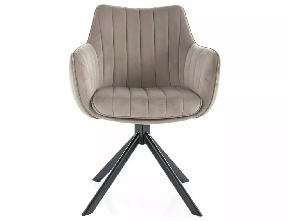 Krzesło tapicerowane AZALIA VELVET ciemnobeżowe obrotowe  I sklep meblowy MIRAT. styl GLAMOUR, LOFT