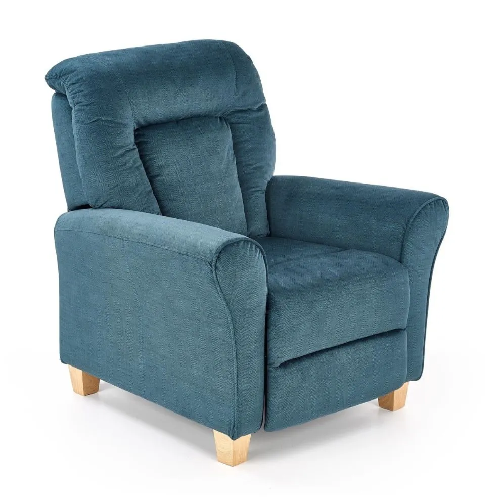 Fotel BARD niebieski rozkładany z podnóżkiem | MIRAT.