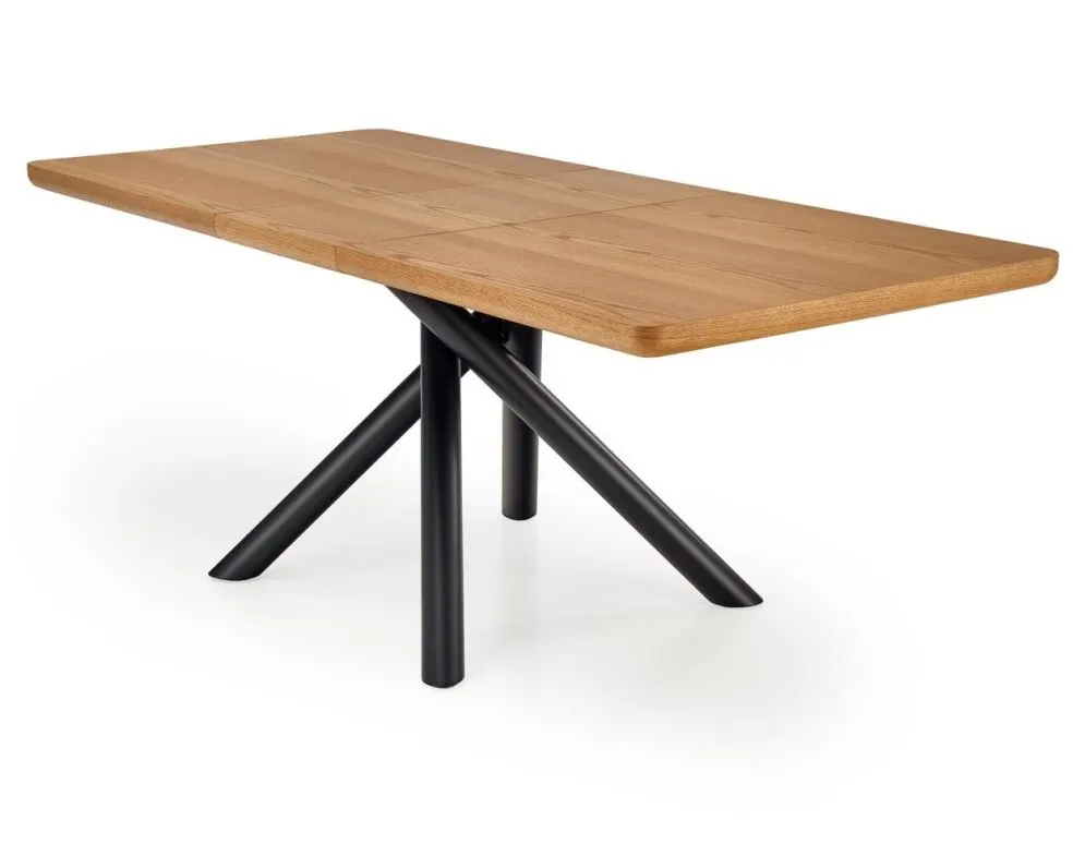 Stół DERRICK 160(200)x90 dąb/czarny rozkładany w stylu loft | MIRAT. styl LOFT