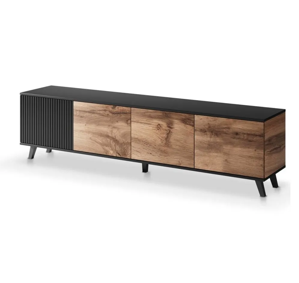 Szafka RTV RANDOM 3 200 dąb/czarna I sklep meblowy MIRAT.  kolekcja RANDOM