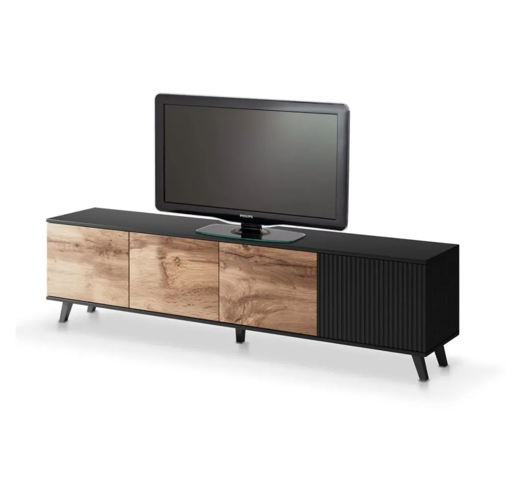 Szafka RTV RANDOM 3 200 dąb/czarna I sklep meblowy MIRAT.  kolekcja RANDOM