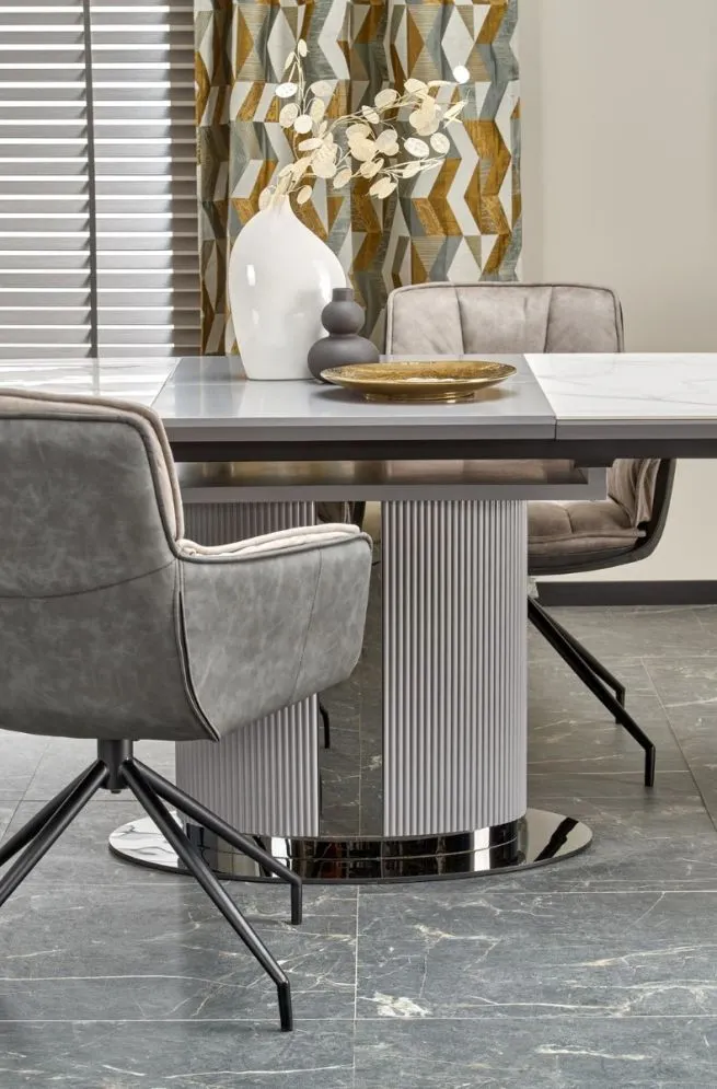 Stół rozkładany DANCAN 160(220)x90 biały/szary I sklep meblowy MIRAT. styl GLAMOUR