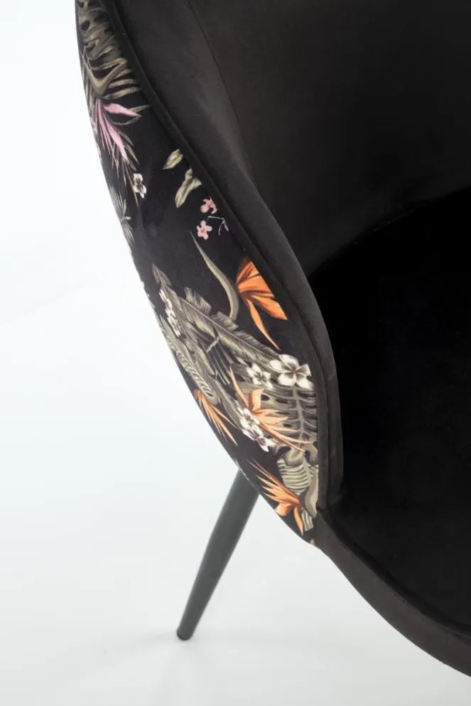 Krzesło tapicerowane K506 VELVET czarne kwiatowy wzór I sklep meblowy MIRAT.