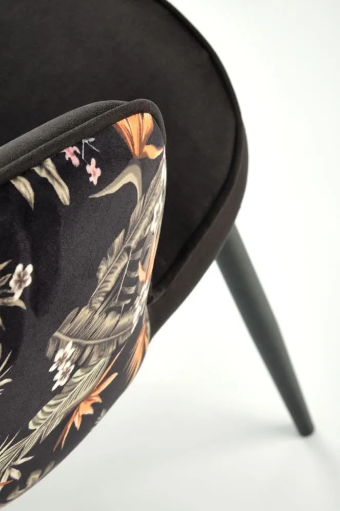 Krzesło tapicerowane K506 VELVET czarne kwiatowy wzór I sklep meblowy MIRAT.