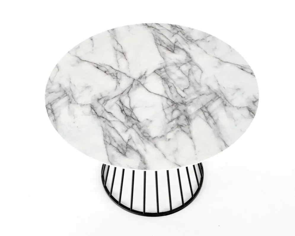 Stół okrągły BRODWAY 110x110 biały marmur/czarny designerski I sklep meblowy MIRAT. styl LOFT