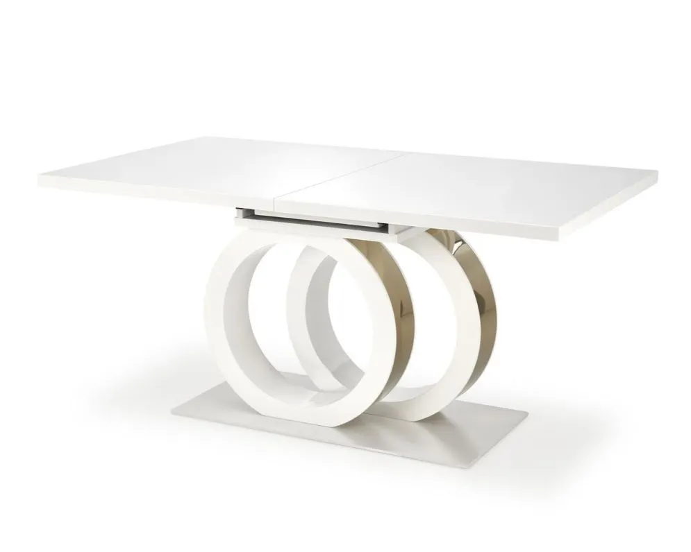 Stół rozkładany GALARDO 160(200)x90 biały/złoty glamour I sklep meblowy MIRAT. styl GLAMOUR