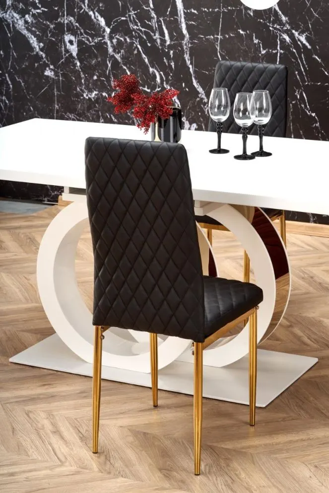 Stół rozkładany GALARDO 160(200)x90 biały/złoty glamour I sklep meblowy MIRAT. styl GLAMOUR