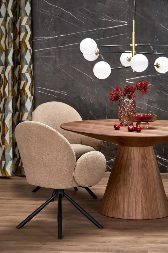 Krzesło tapicerowane K498 beżowe obrotowe I sklep meblowy MIRAT.