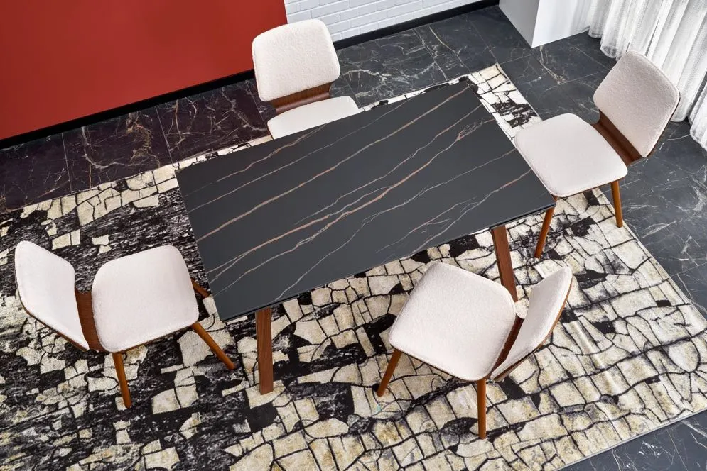 Stół rozkładany LOZANO 140(200)x82 czarny marmur/orzech I sklep meblowy MIRAT.