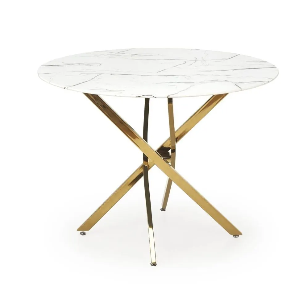 Stół RAYMOND 2 100x100 biały marmur/złoty I sklep meblowy MIRAT. styl GLAMOUR