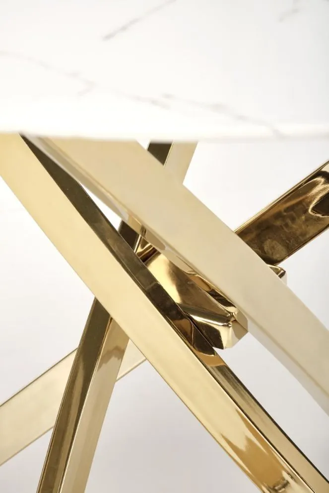 Stół RAYMOND 2 100x100 biały marmur/złoty I sklep meblowy MIRAT. styl GLAMOUR