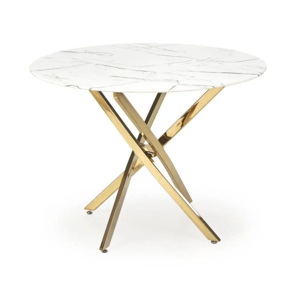 Stół RAYMOND 2 100x100 biały marmur/złoty I sklep meblowy MIRAT. styl GLAMOUR
