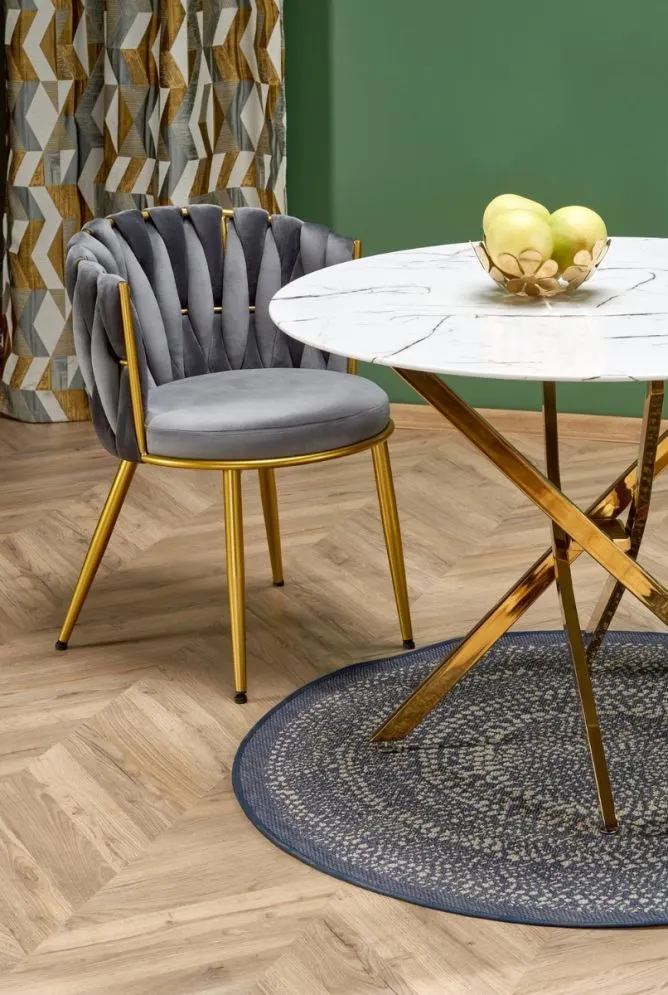 Stół RAYMOND 2 100x100 biały marmur/złoty I sklep meblowy MIRAT. styl GLAMOUR