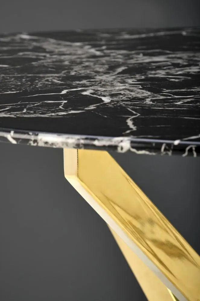 Stół RAYMOND 2 100x100 czarny marmur/złoty I sklep meblowy MIRAT. styl GLAMOUR