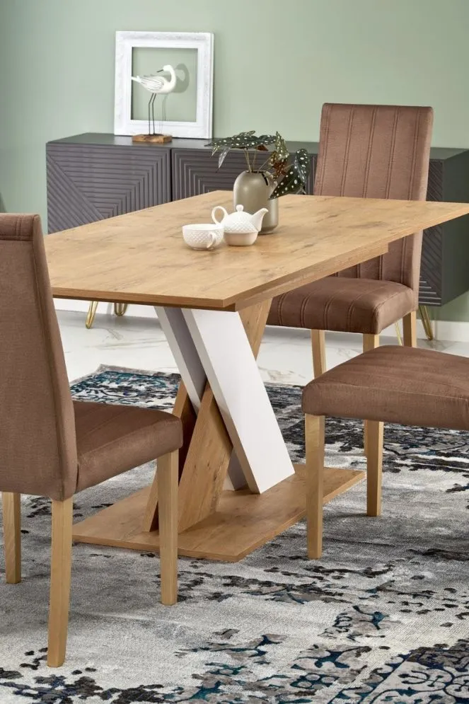 Stół rozkładany XARELTO 130(175)x85 dąb lancelot/biały I sklep meblowy MIRAT.