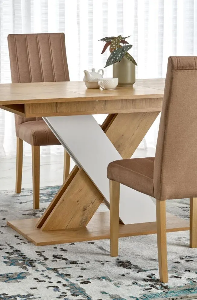 Stół rozkładany XARELTO 130(175)x85 dąb lancelot/biały I sklep meblowy MIRAT.