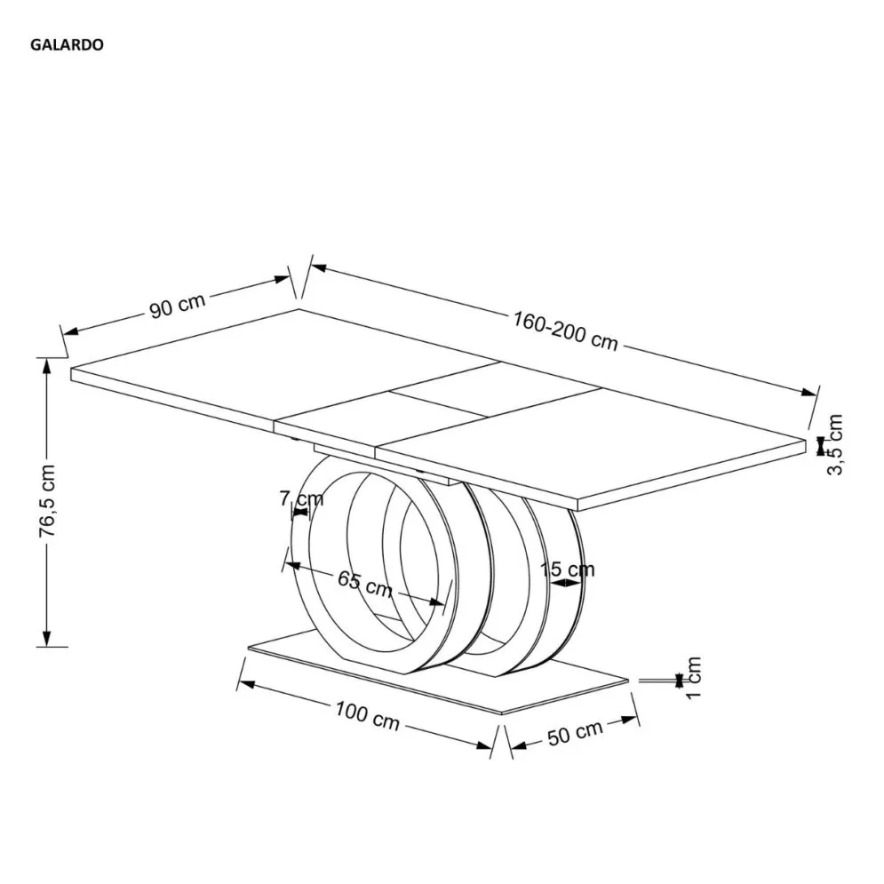 Stół rozkładany GALARDO 160(200)x90 biały/złoty glamour I sklep meblowy MIRAT. styl GLAMOUR