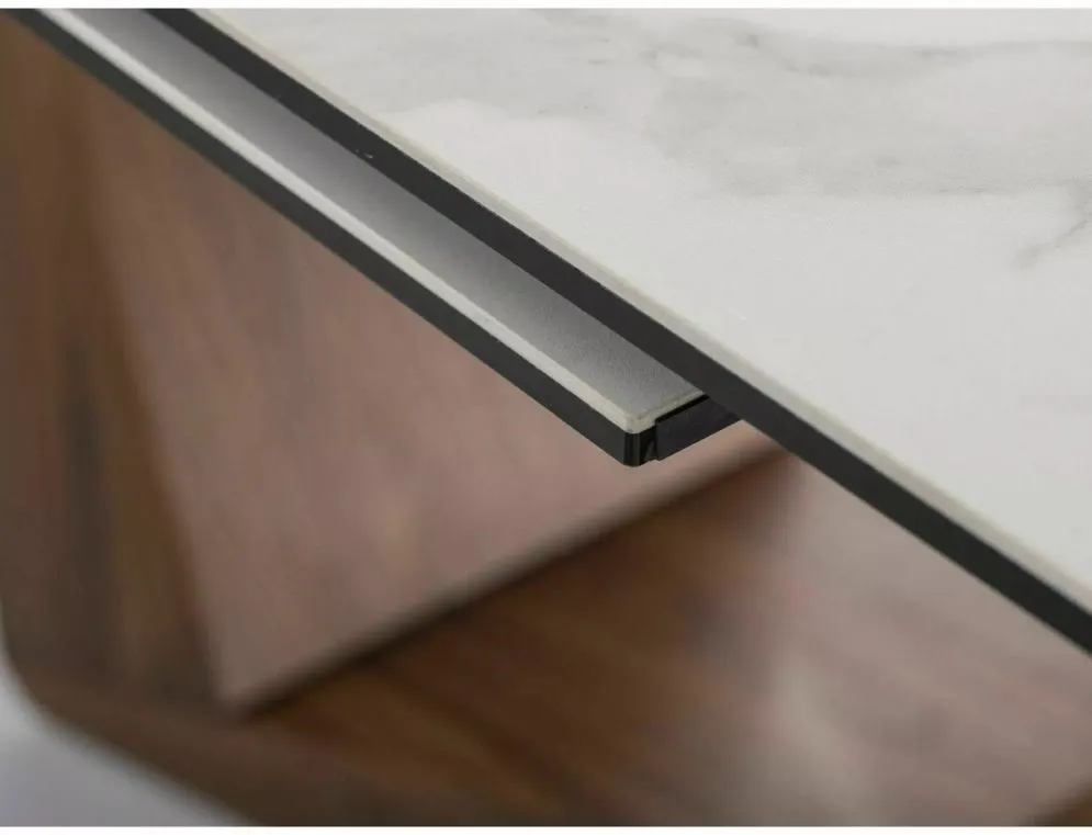 Stół BONUCCI CERAMIC 200(250)x98 biały marmur/orzech 12-osobowy I sklep meblowy MIRAT.