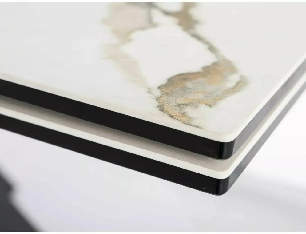 Stół rozkładany COLUMBUS CERAMIC 160(240)x90 biały/czarny mat z blatem ceramicznym I sklep meblowy MIRAT. styl GLAMOUR