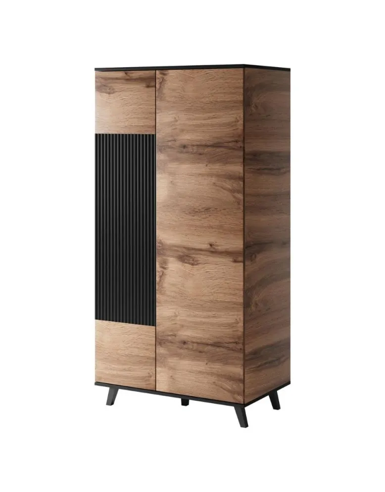 Szafa RANDOM S-1 dąb artisan/czarna I sklep meblowy MIRAT. styl RYFLOWANY kolekcja RANDOM