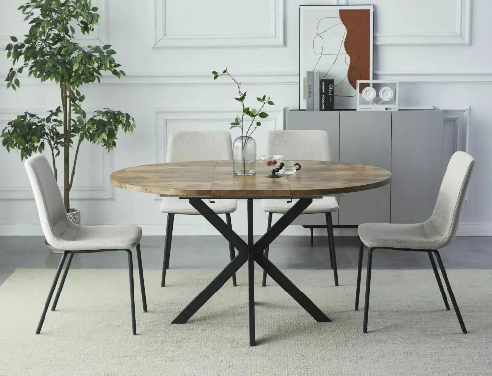 Okrągły stół rozkładany Gaston 100-135 cm orzech vintage | MIRAT styl LOFT