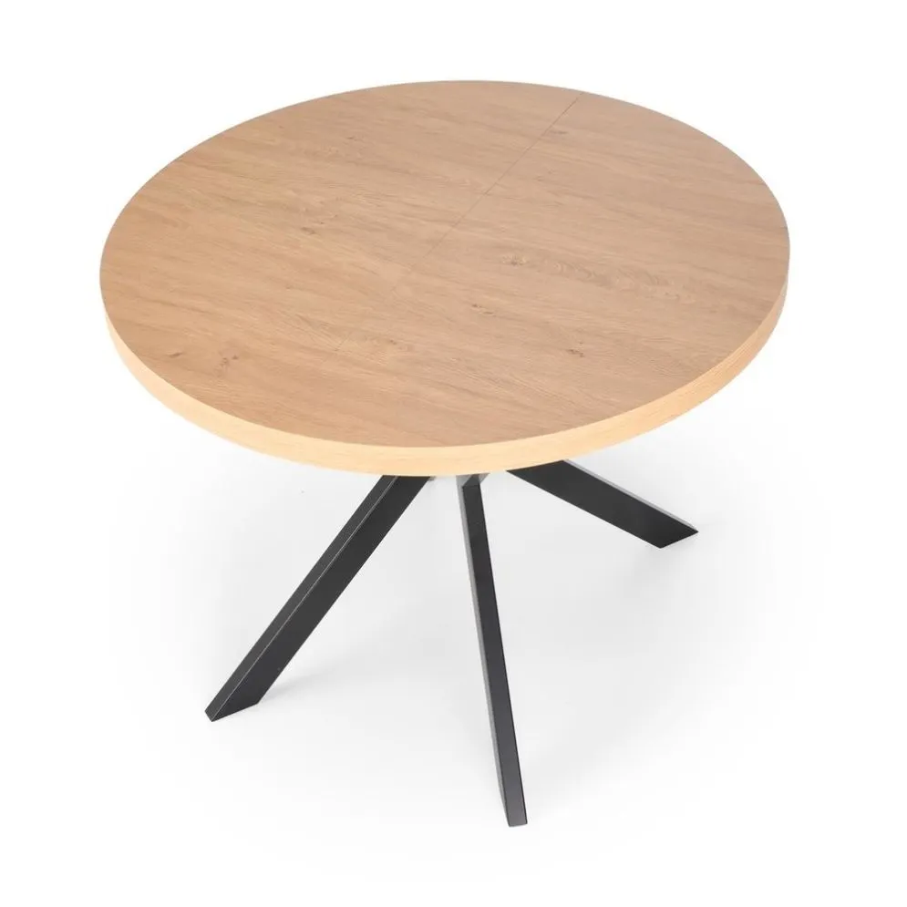 Stół okrągły rozkładany PERONI 100(250)x100 dąb/czarny do jadalni i salonu | MIRAT. styl LOFT