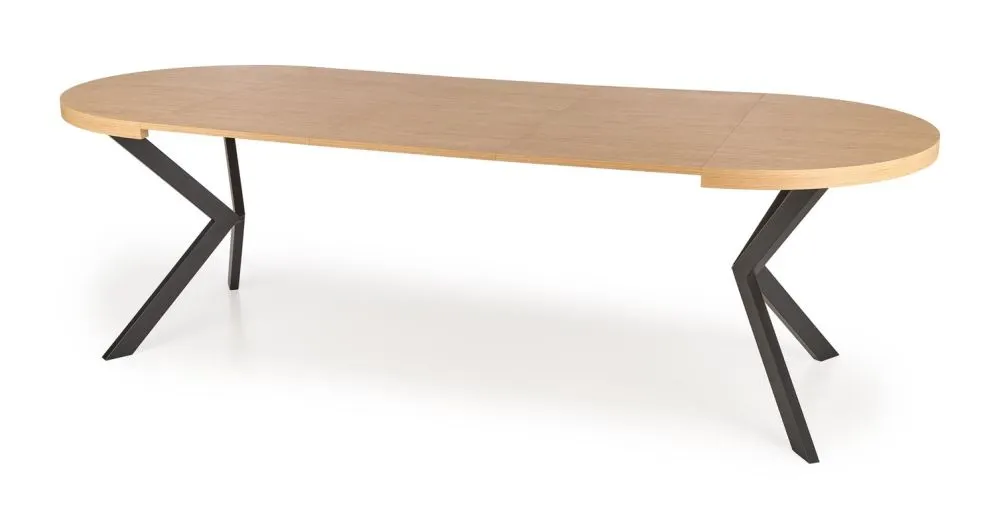 Stół okrągły rozkładany PERONI 100(250)x100 dąb/czarny do jadalni i salonu | MIRAT. styl LOFT