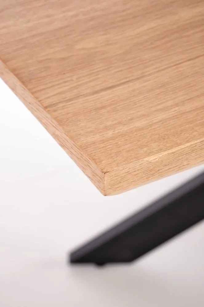 Stół rozkładany LEGARTO 160(200)x90 dąb/czarny na designerskiej podstawie | MIRAT. styl LOFT