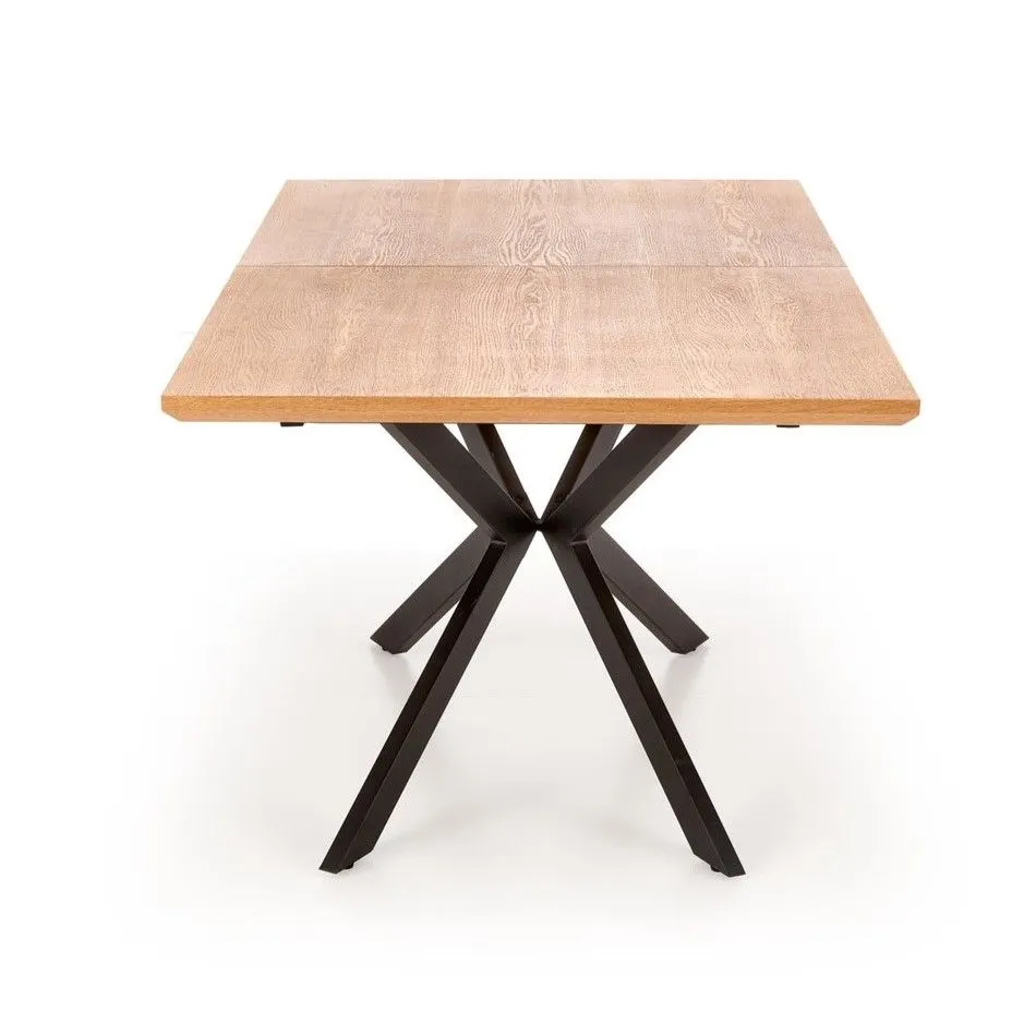 Stół rozkładany LEGARTO 160(200)x90 dąb/czarny na designerskiej podstawie | MIRAT. styl LOFT