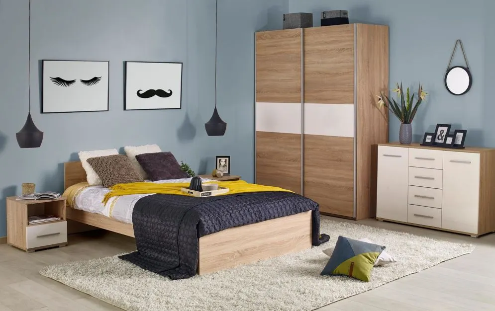 Łóżko pojedyncze Lima 120x200 dąb sonoma drewniane | MIRAT. styl SKANDYNAWSKI kolekcja LIMA