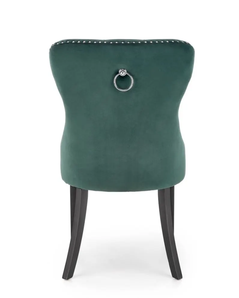 Krzesło tapicerowane MIYA VELVET ciemnozielone pikowane z kołatką | MIRAT. styl KLASYCZNY