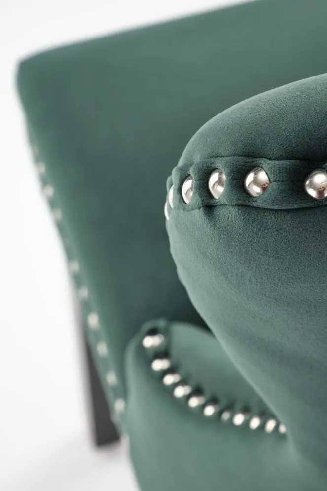 Krzesło tapicerowane MIYA VELVET ciemnozielone pikowane z kołatką | MIRAT. styl KLASYCZNY