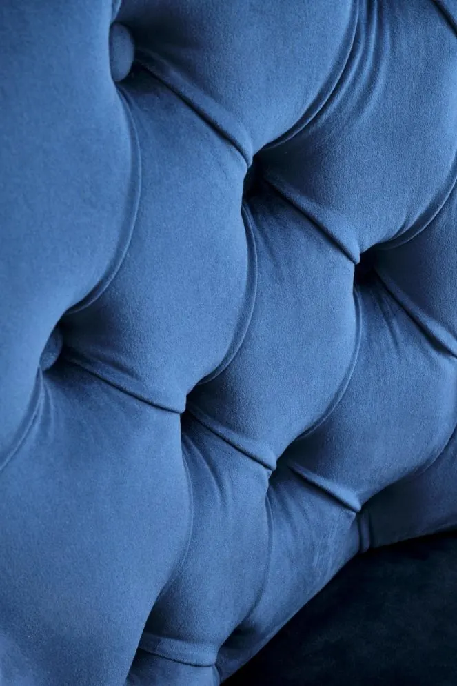 Krzesło tapicerowane MIYA VELVET granatowe pikowane z kołatką | MIRAT. styl GLAMOUR