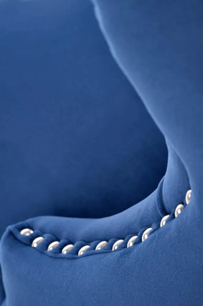 Krzesło tapicerowane MIYA VELVET granatowe pikowane z kołatką | MIRAT. styl GLAMOUR