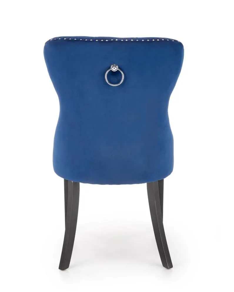 Krzesło tapicerowane MIYA VELVET granatowe pikowane z kołatką | MIRAT. styl GLAMOUR