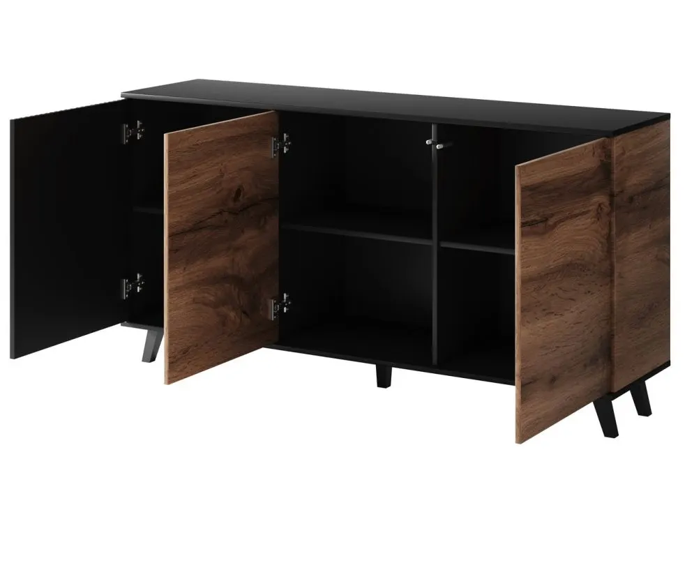 Komoda RANDOM KM-1 dąb/czarna w stylu loft | MIRAT. styl LOFT kolekcja RANDOM