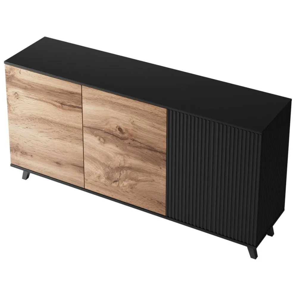 Komoda RANDOM KM-1 dąb/czarna w stylu loft | MIRAT. styl LOFT kolekcja RANDOM