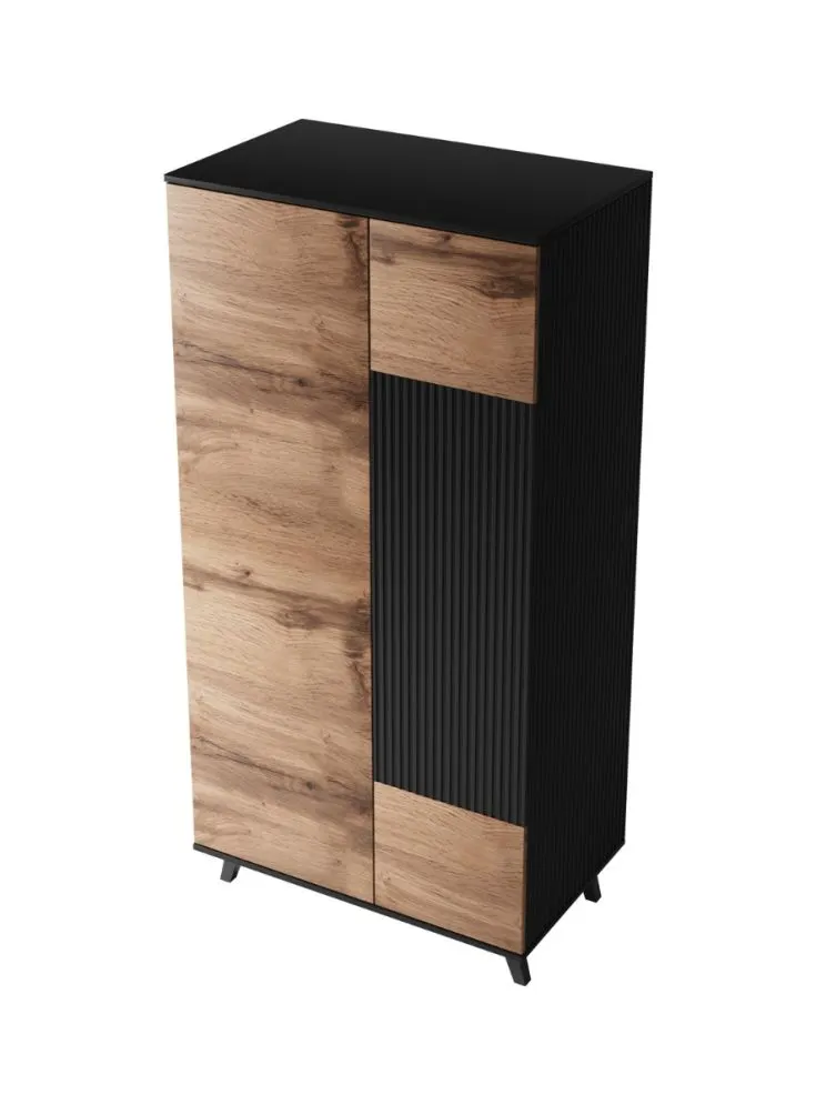 Szafa RANDOM S-1 dąb artisan/czarna I sklep meblowy MIRAT. styl RYFLOWANY kolekcja RANDOM