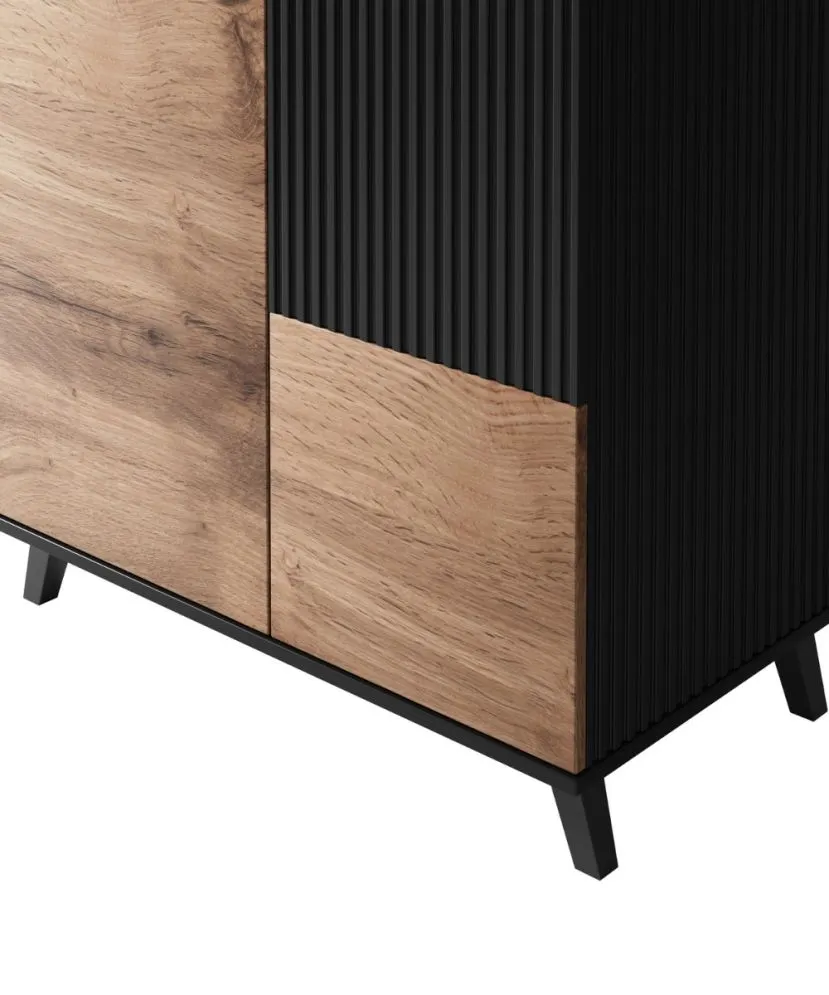 Szafa RANDOM S-1 dąb artisan/czarna I sklep meblowy MIRAT. styl RYFLOWANY kolekcja RANDOM