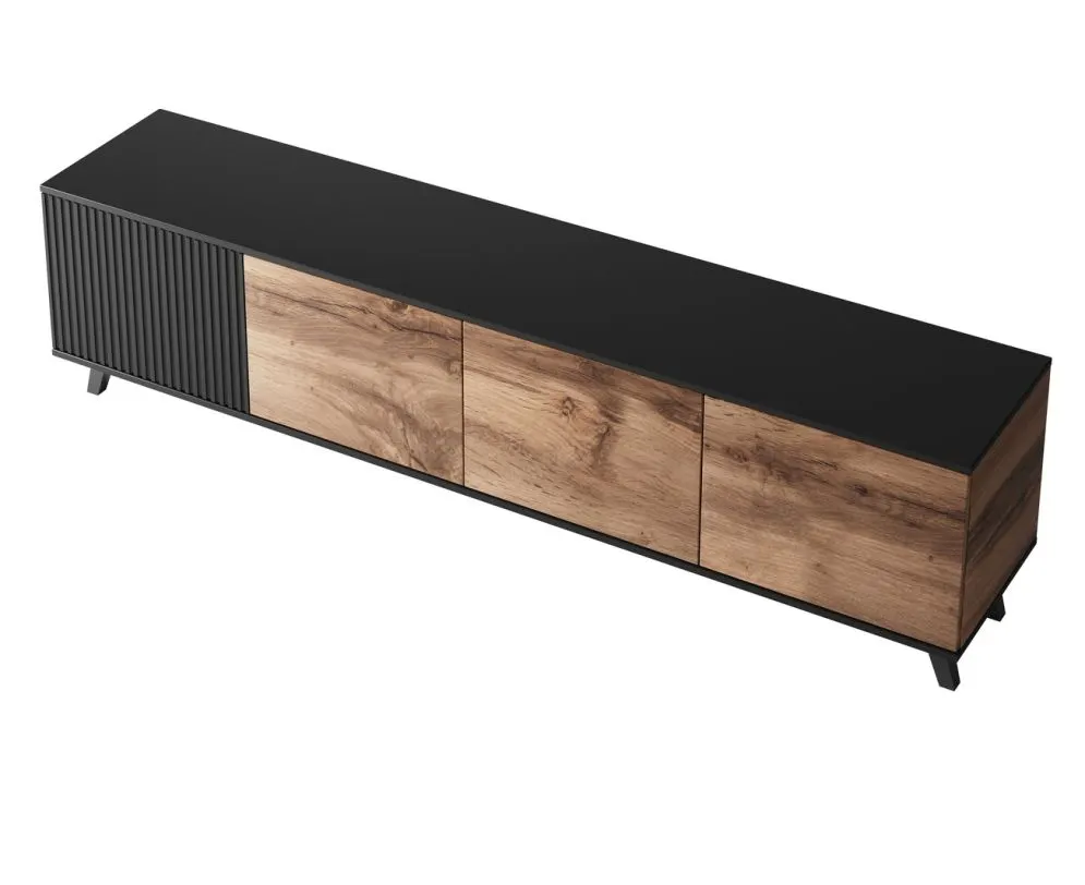 Szafka RTV RANDOM 3 200 dąb/czarna I sklep meblowy MIRAT.  kolekcja RANDOM
