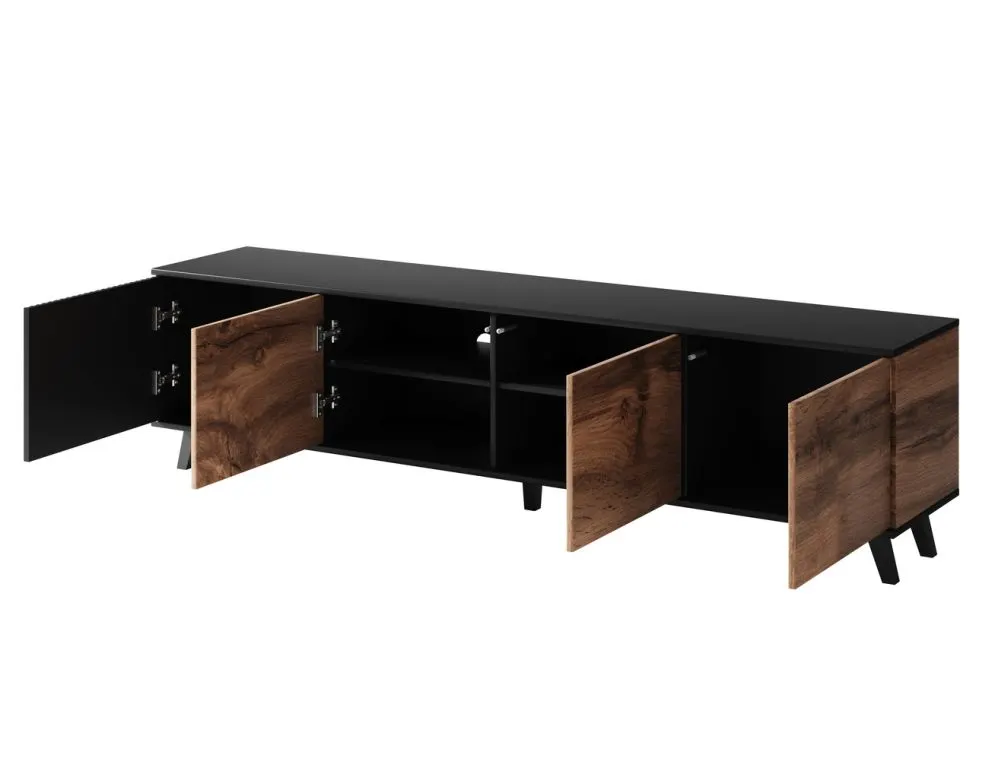 Szafka RTV RANDOM 3 200 dąb/czarna I sklep meblowy MIRAT.  kolekcja RANDOM